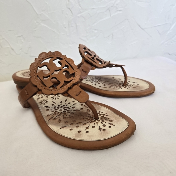 Tory Burch Leather Scalloped Miller Sandals - Picture 4 of 14